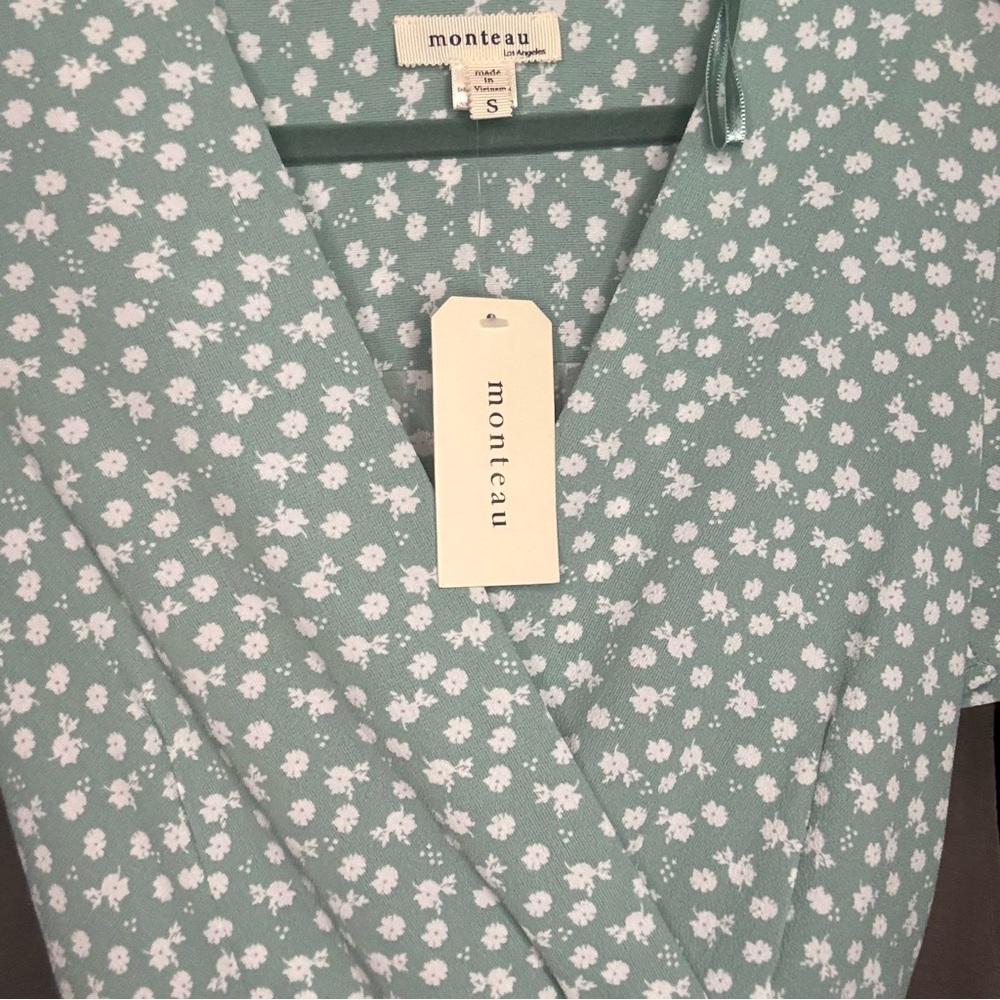Monteau Sea Green Floral Dress - Picture 2 of 3